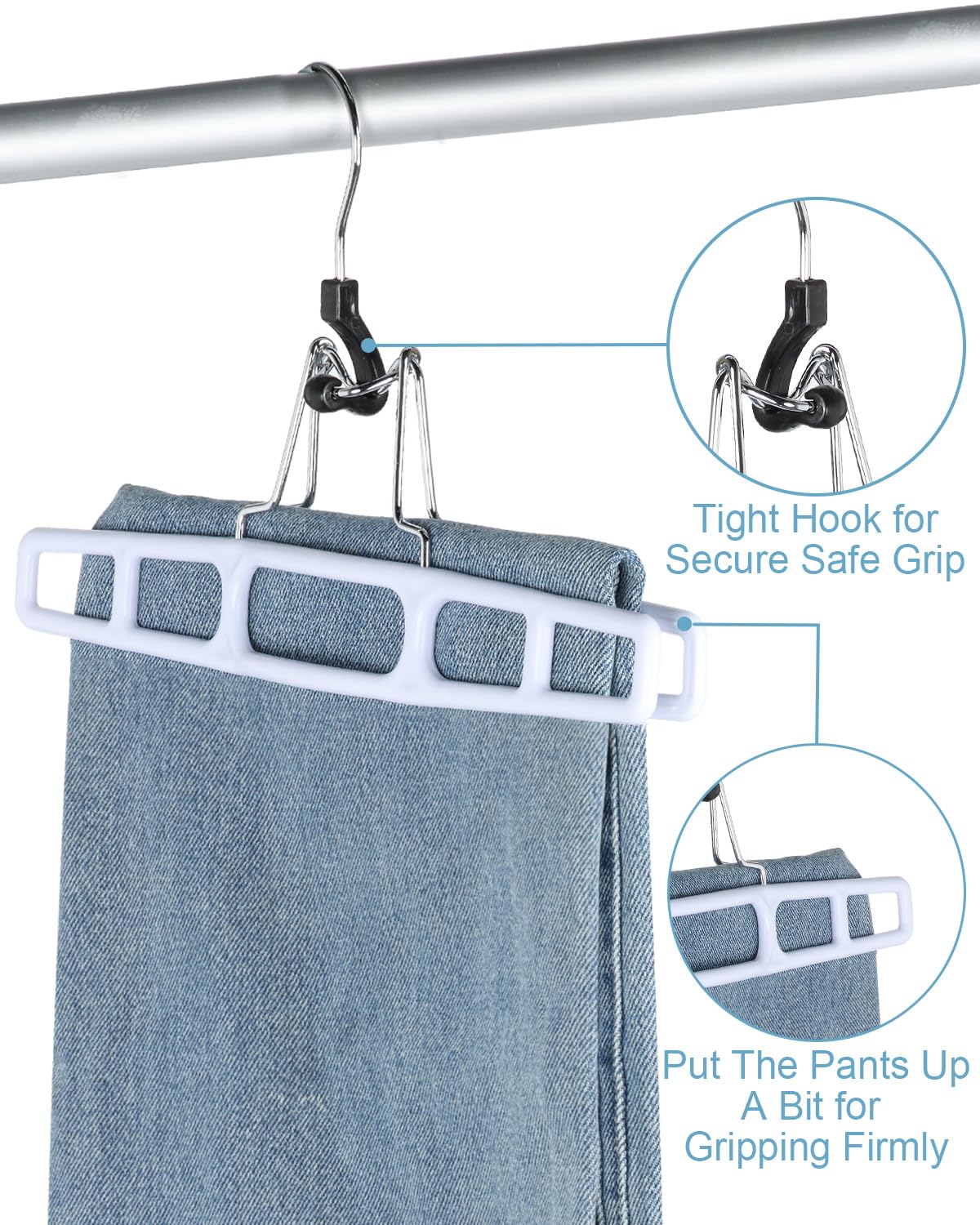 AMKUFO multifunctional hangers hold pants, skirts, towels and shorts.