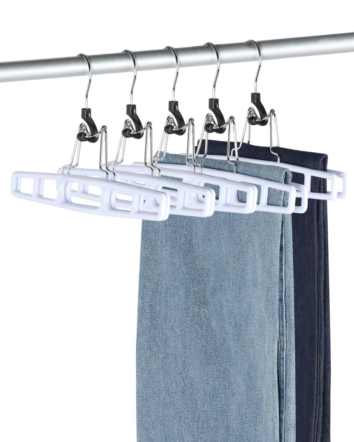 AMKUFO pant hanger with locking clasp secures heavy pants.