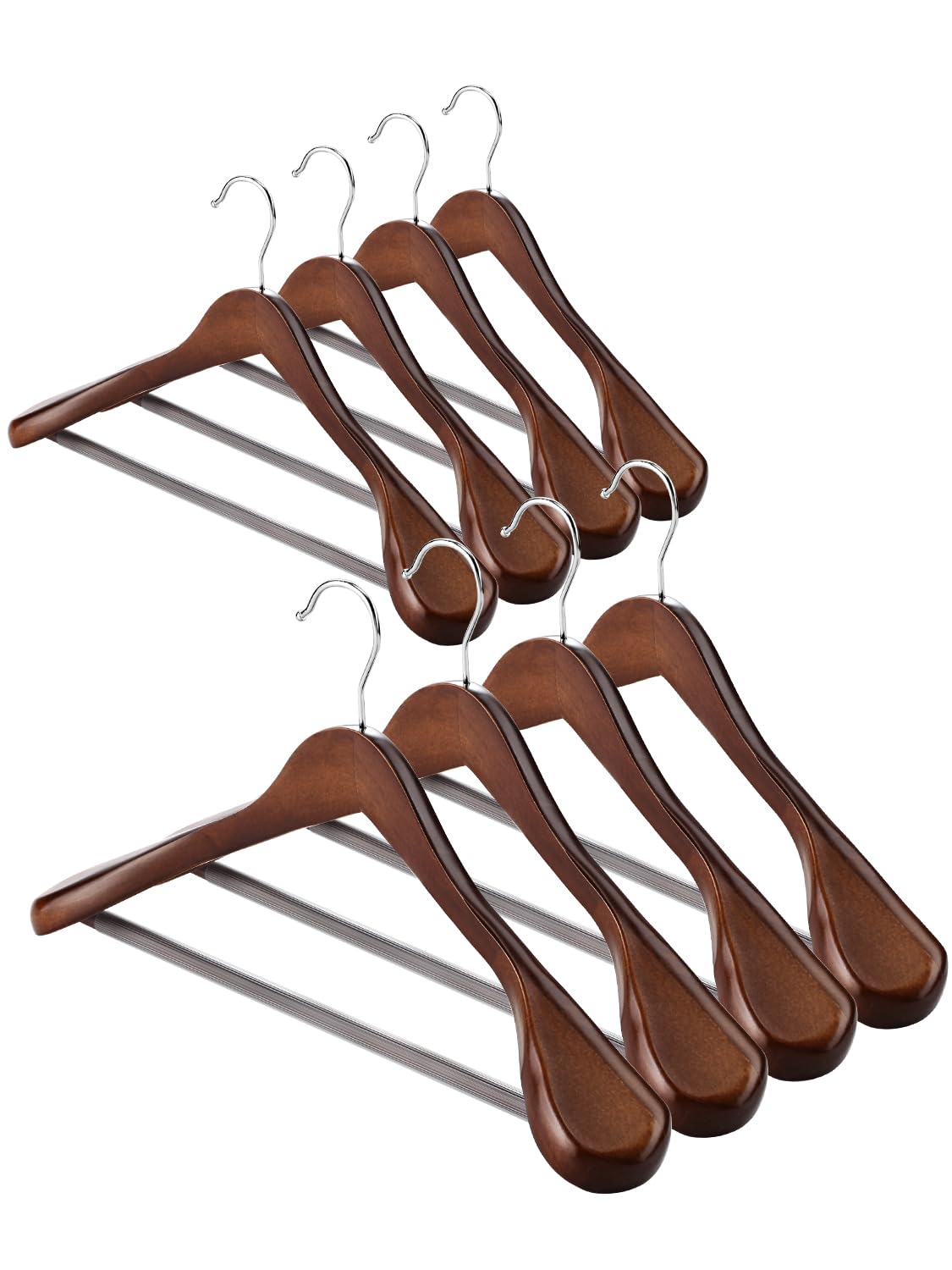 AMKUFO wide shoulder wood hanger for sturdy coats, preserves shape.