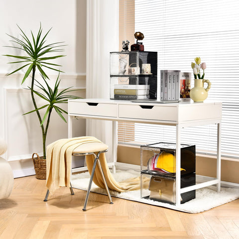 Amllas 8-pack stackable design aids space-saving organization in entryways and closets.