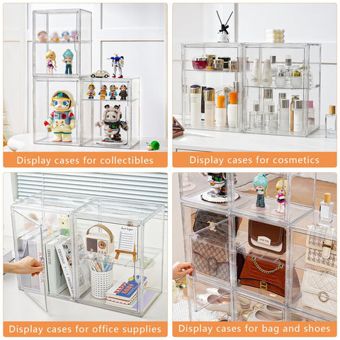 Amllas display case magnetic door keeps items dust-free and easy to access