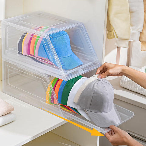 Amllas baseball cap organizer stackable box for easy display and access.