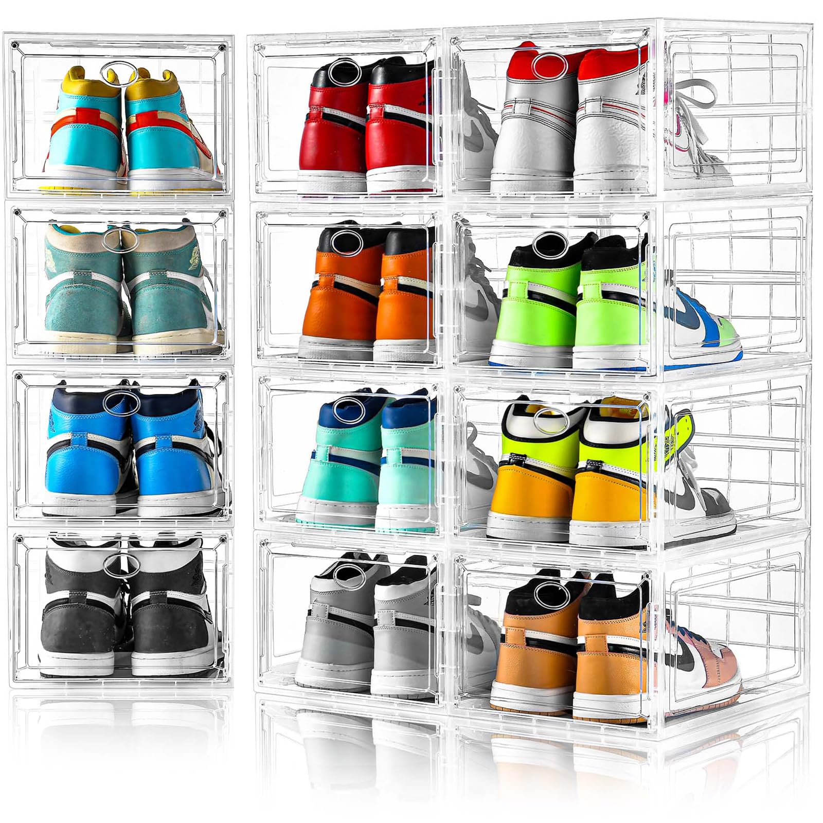 Amllas clear shoe box with door for easy visibility and quick sneaker selection.