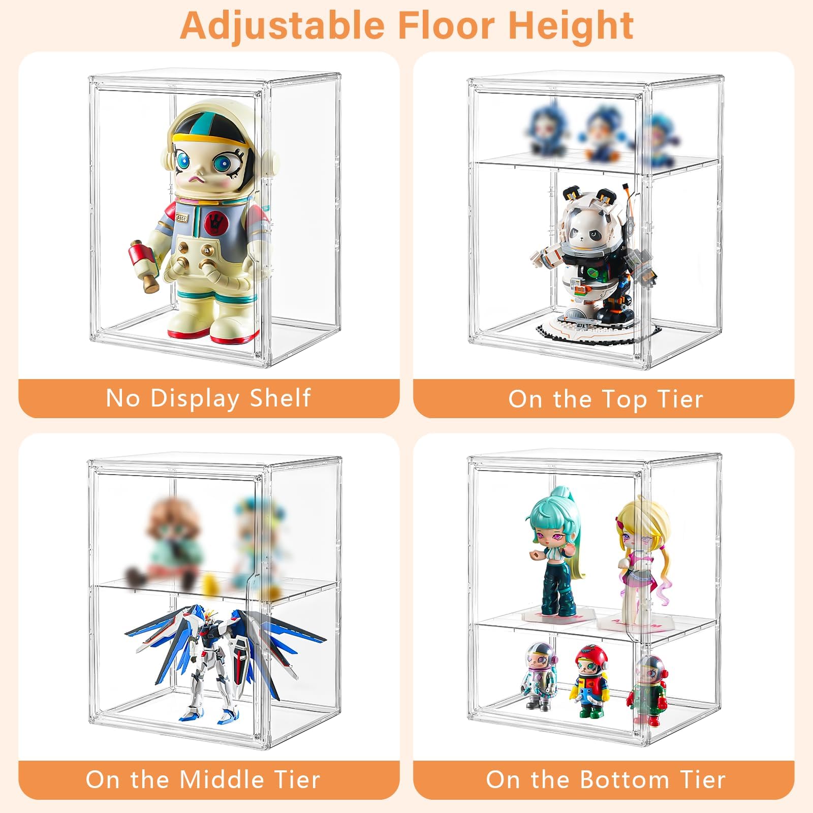 Amllas stackable display case enabling neat interlocking configurations