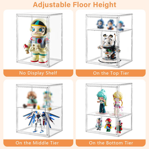 Amllas stackable display case enabling neat interlocking configurations