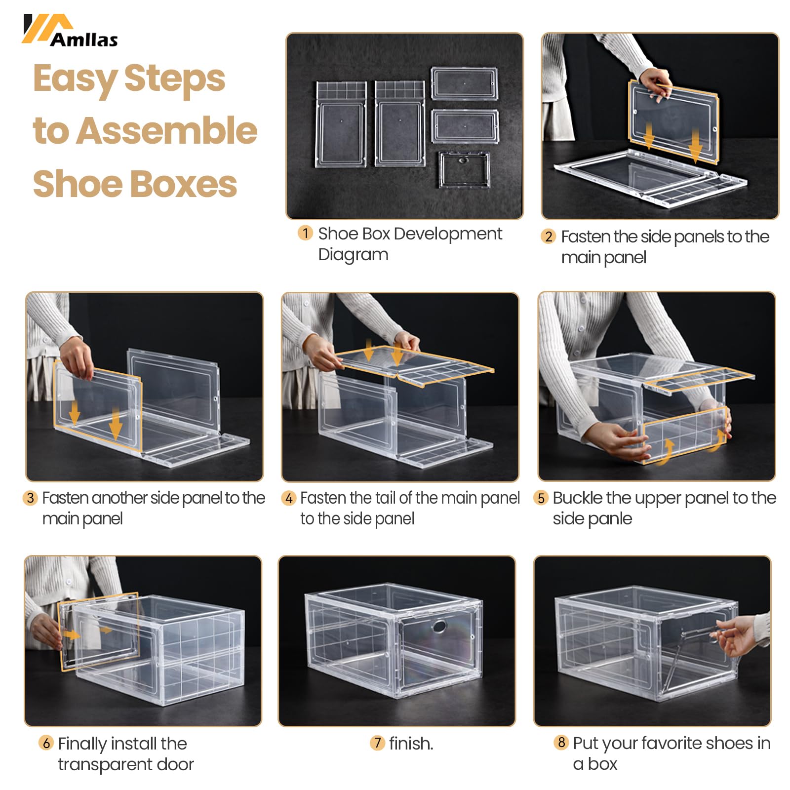 Amllas dust and moisture protection box keeps shoes clean and ready.