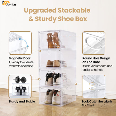 Amllas magnetic door shoe box with one-handed access and protection.