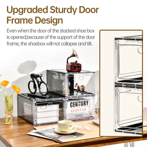 Amllas stackable design maintains neat arrangement while shielding from dust.
