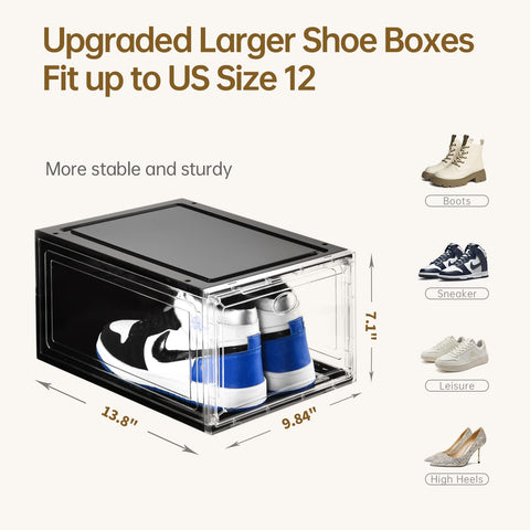 Amllas magnetic door on shoe boxes enabling one-handed access to sneakers.