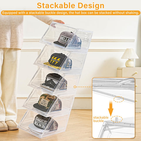 Amllas stackable hat organizer drawer offers quick retrieval without moving other hats.
