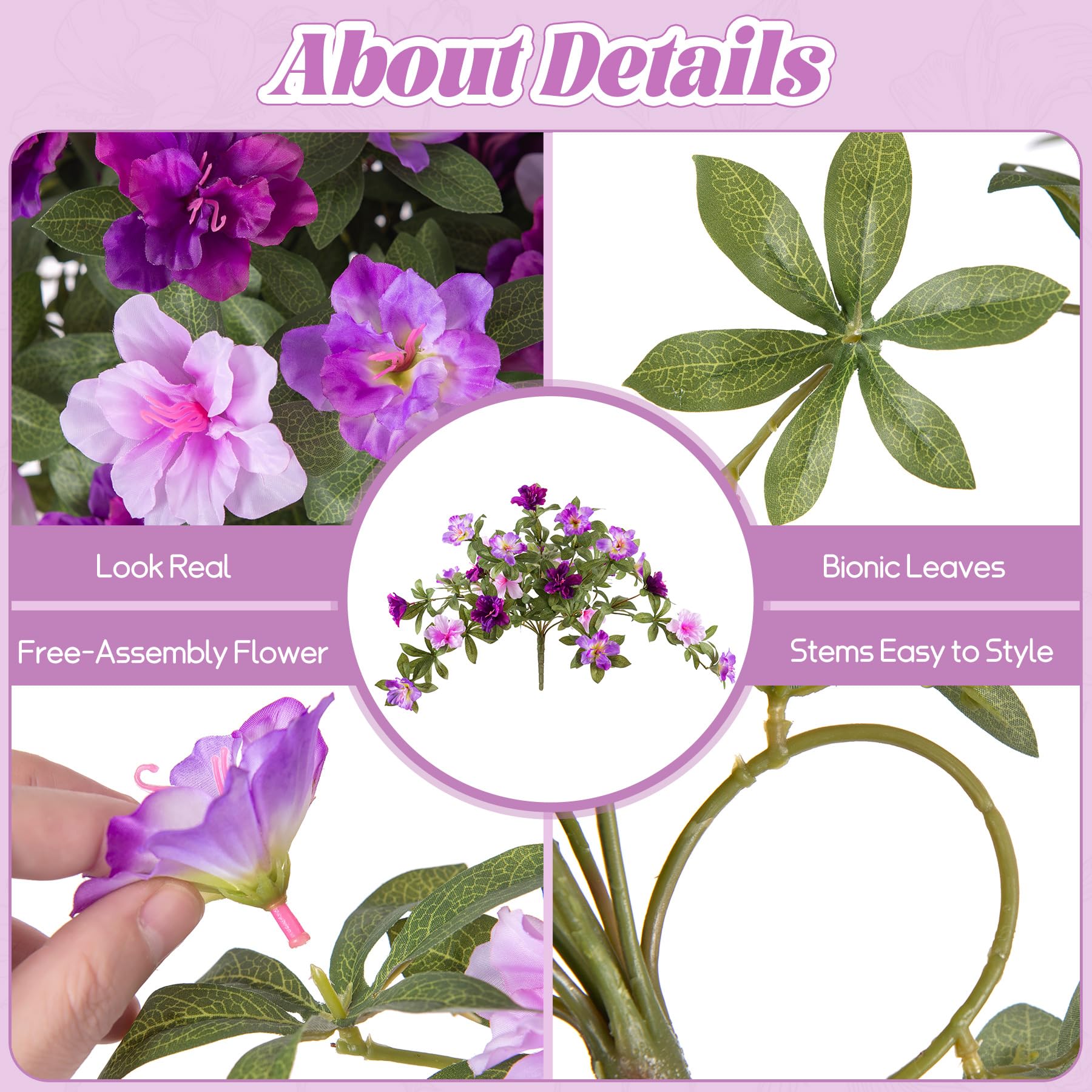 Ammyoo silk azalea flowers enhance indoor living room decor with realism