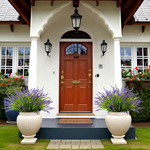Ammyoo outdoor porch setup with realistic greenery enhancing curb appeal