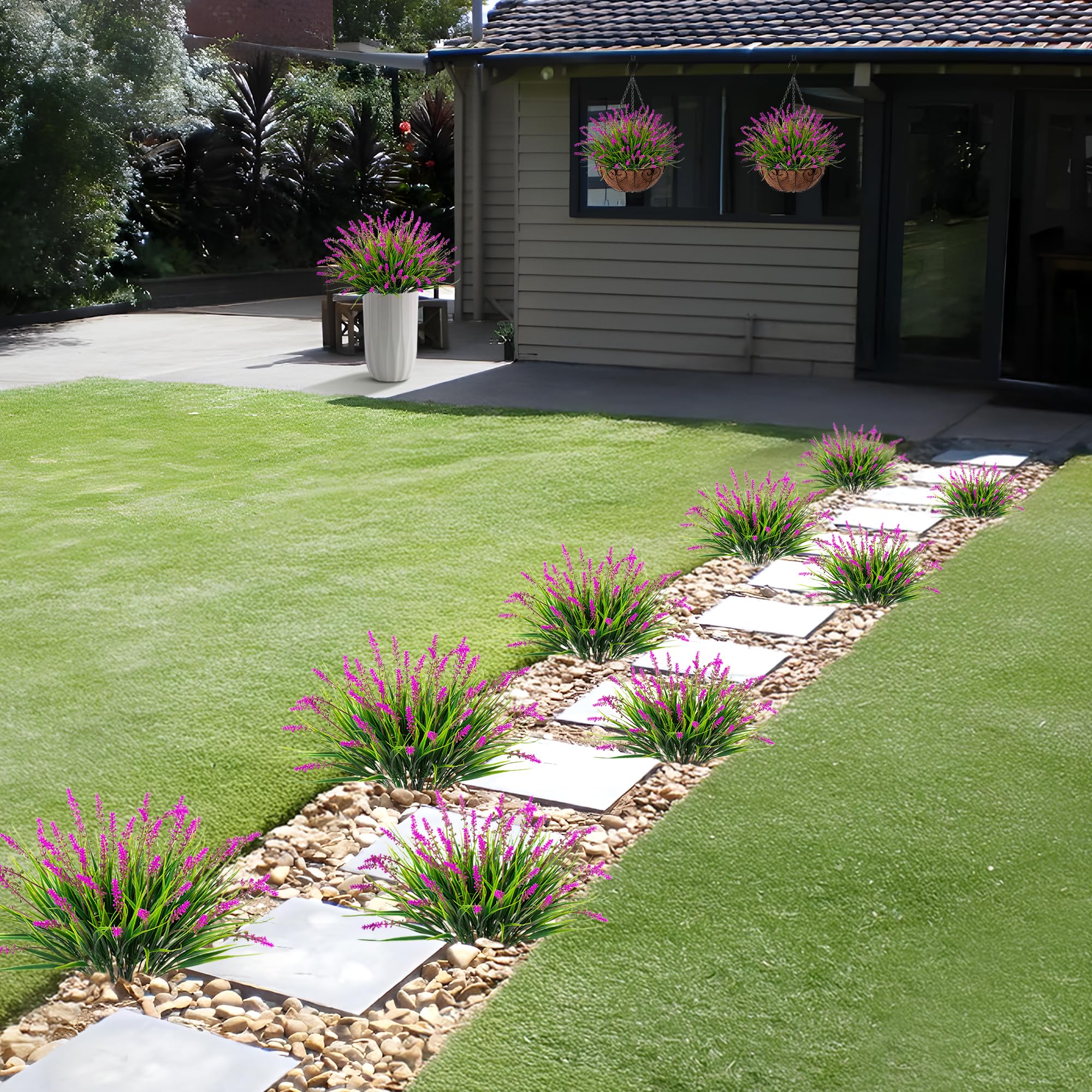 Ammyoo artificial flowers line fences and borders.