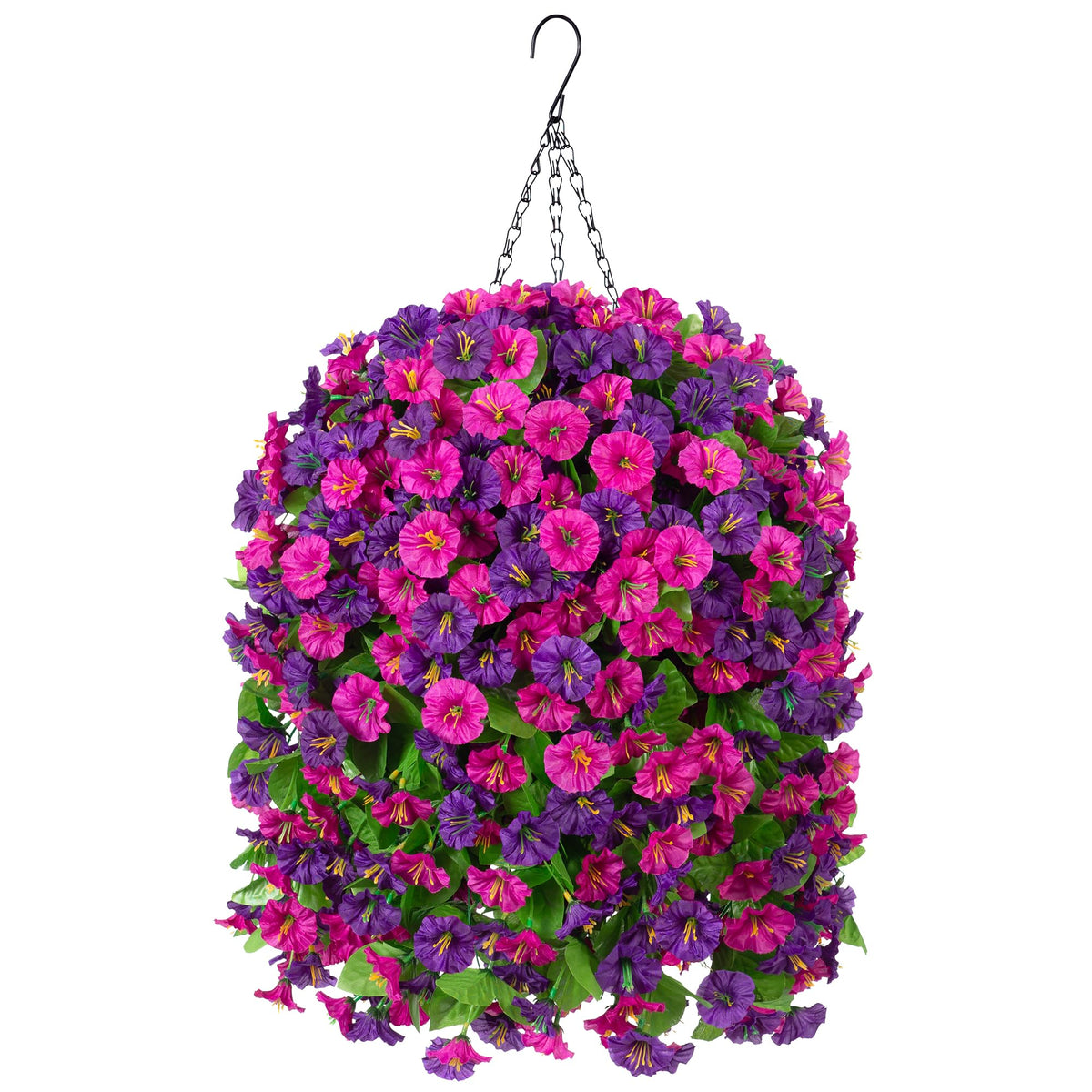 Ammyoo artificial hanging flowers basket showcases year-round beauty for any space