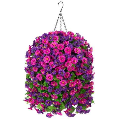 Ammyoo artificial hanging flowers basket showcases year-round beauty for any space