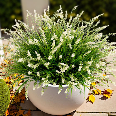 Ammyoo artificial monkey grass bundles for porch decor with lush leaves