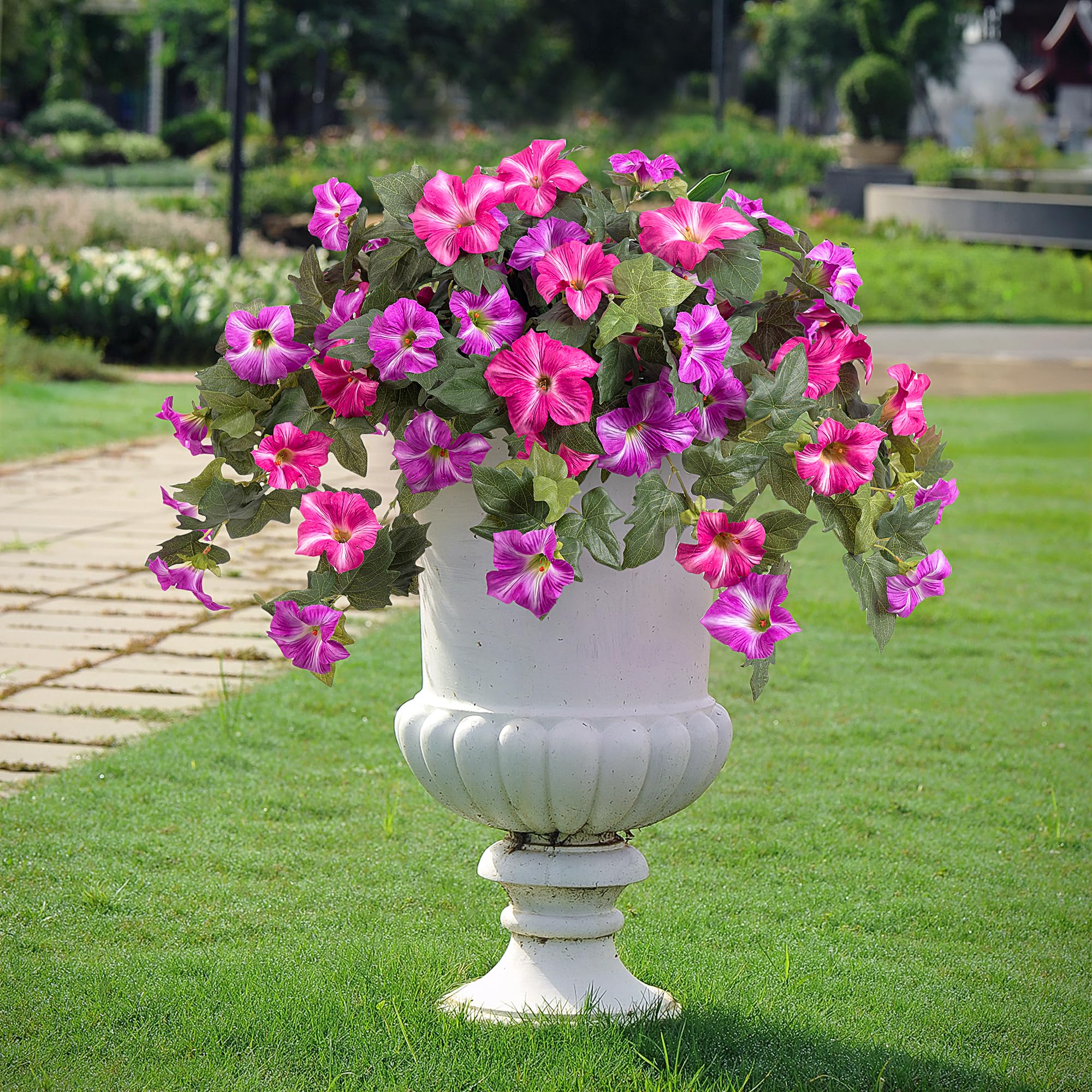 Ammyoo maintenance-free petunias brighten patios with easy setup.