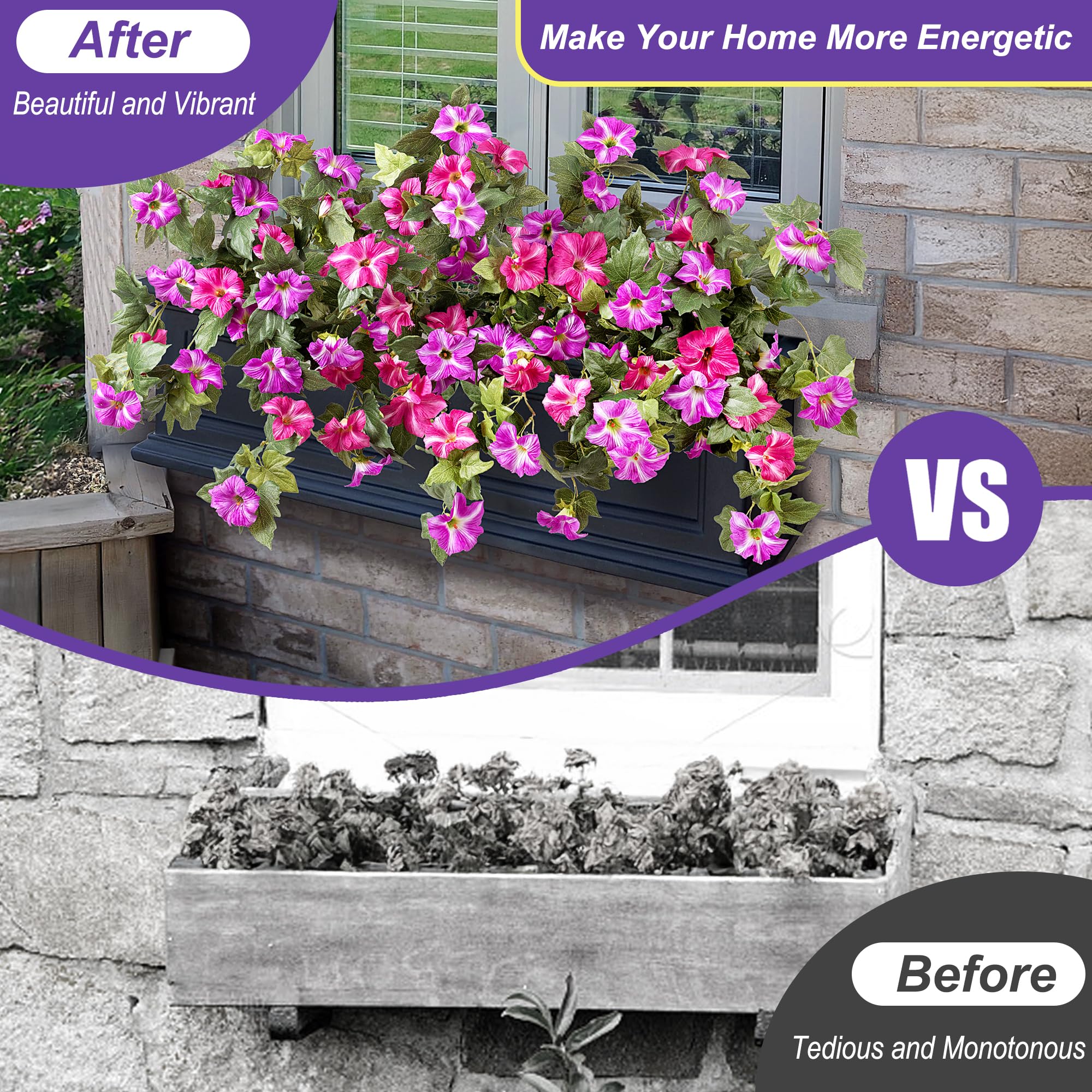 Ammyoo artificial petunias indoors add life without watering.