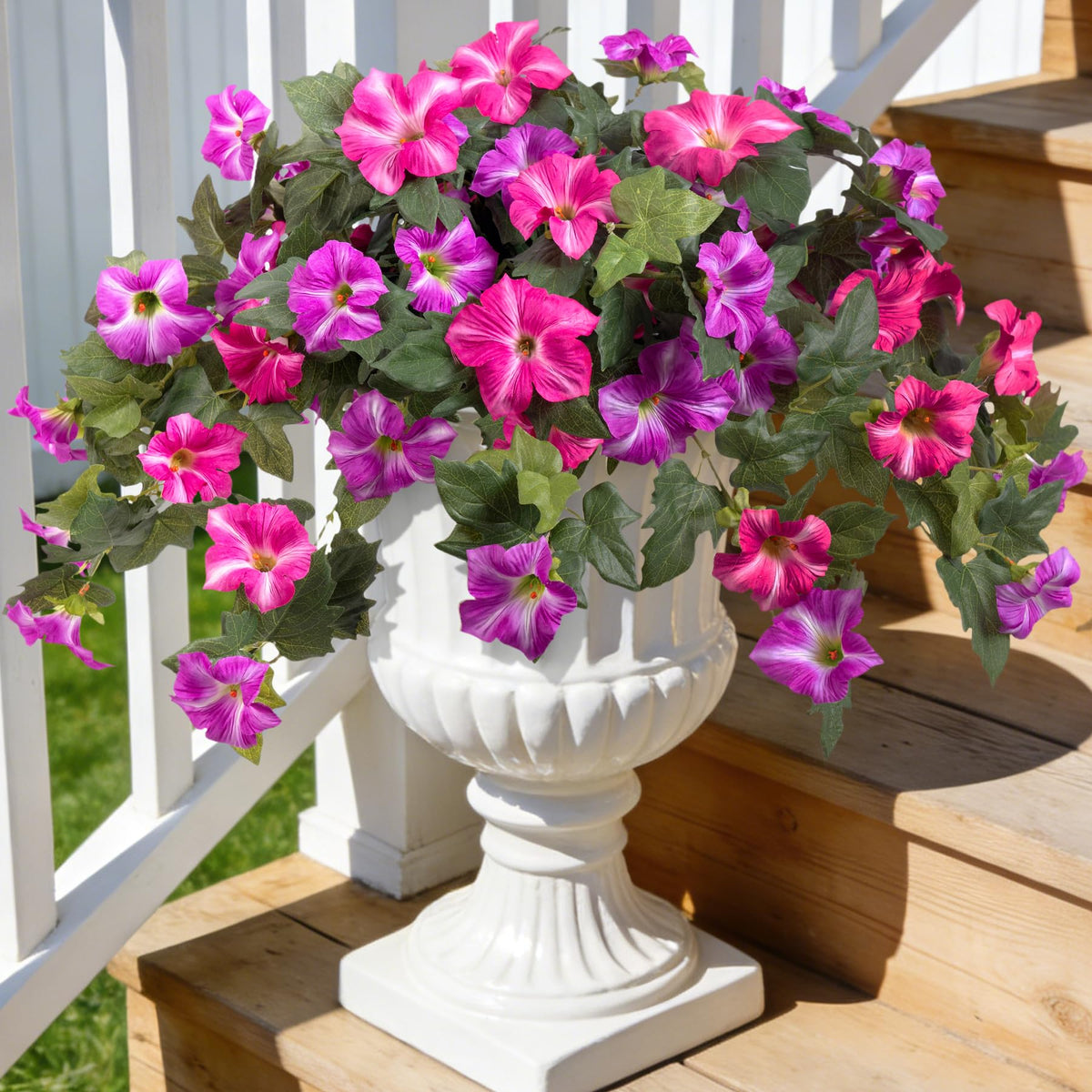 Ammyoo artificial petunia outdoor bloom for balcony décor with lasting color.