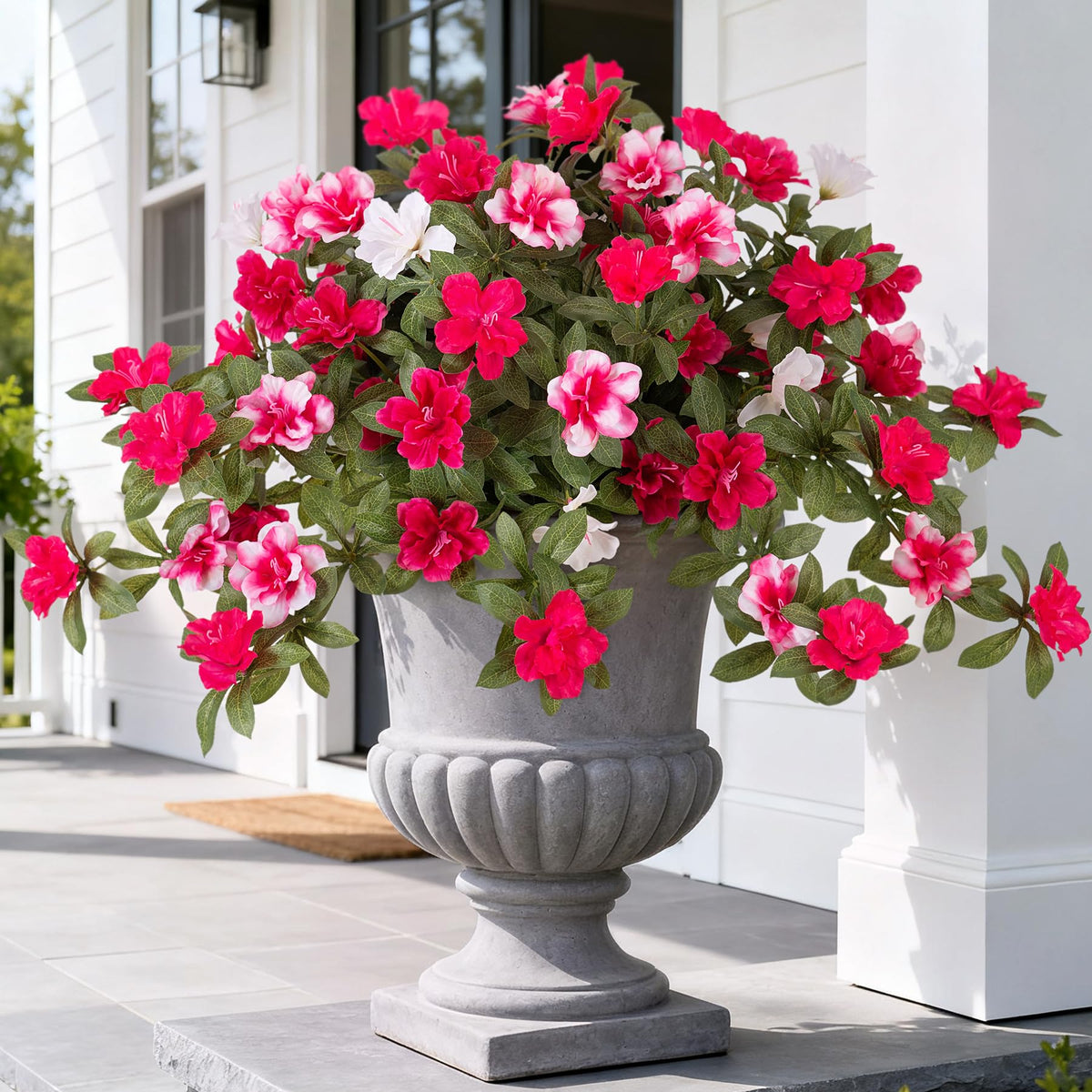 Ammyoo azalea artificial outdoor two-pack with lifelike petals and UV resistance detail