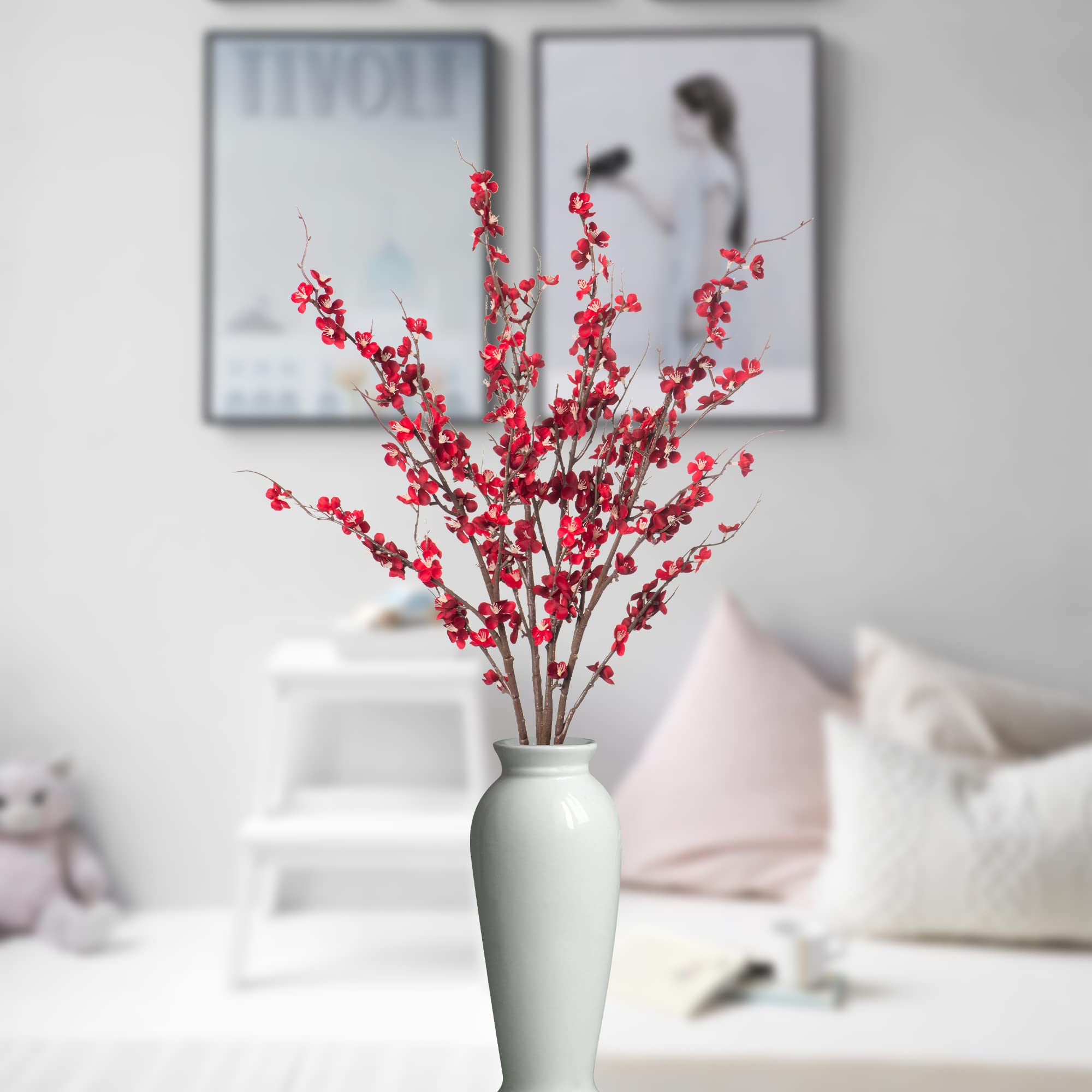 Ammyoo red branches on an office desk for bright ambiance