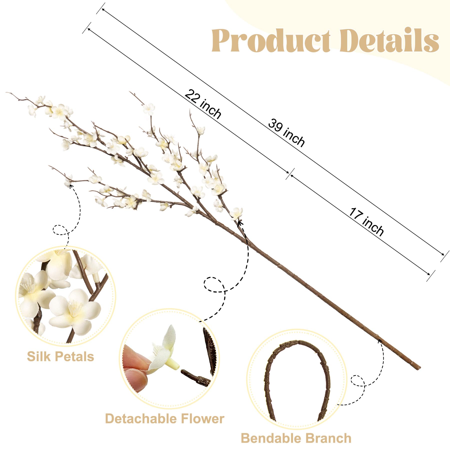 Ammyoo white blossoms detail showcasing delicate silk petals.