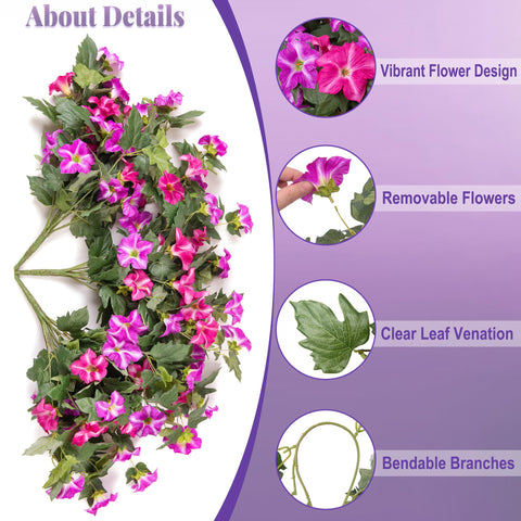 Ammyoo faux morning glory UV-resistant closeup highlights vibrant color without fading.