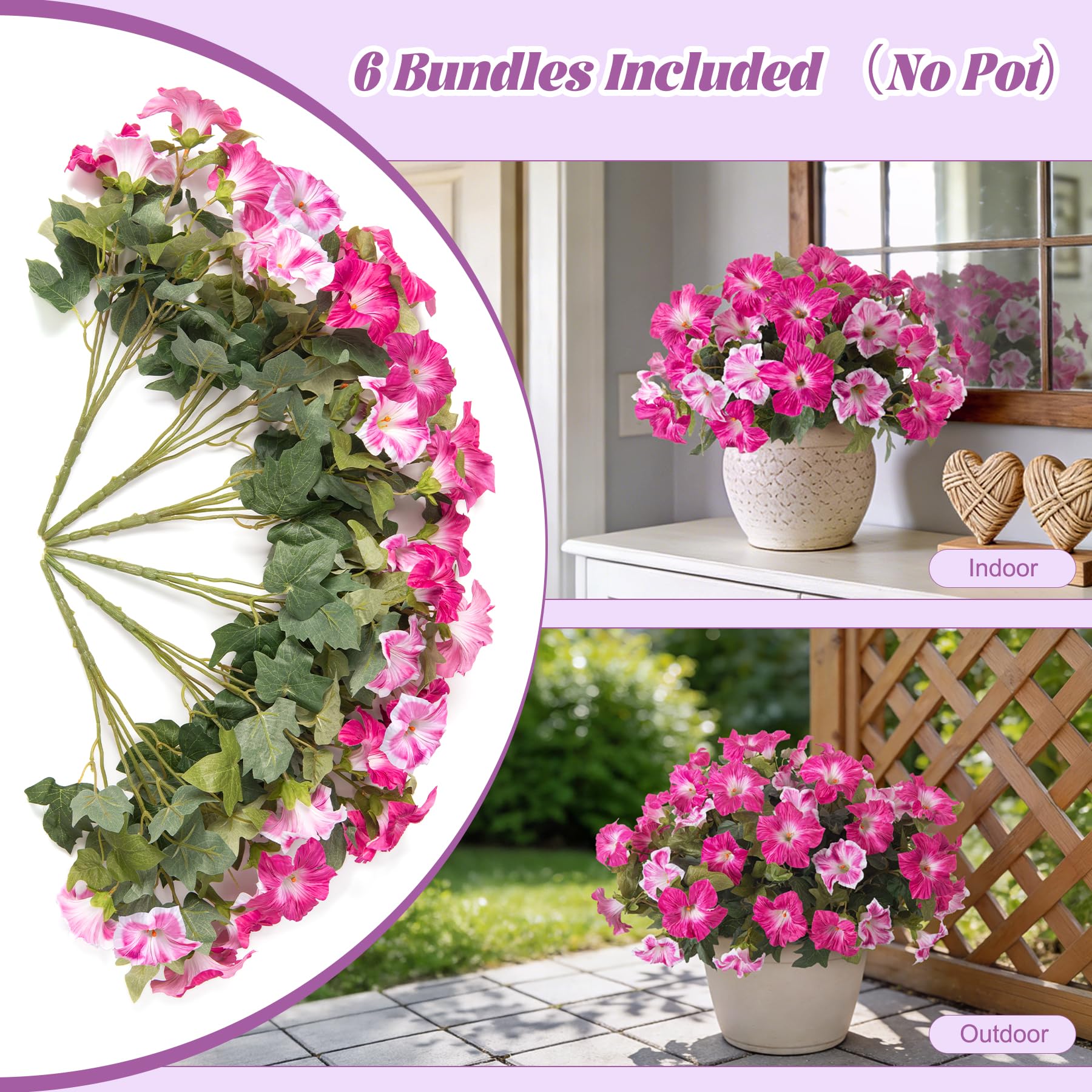 Ammyoo fuchsia artificial petals create a bright focal point outdoors.