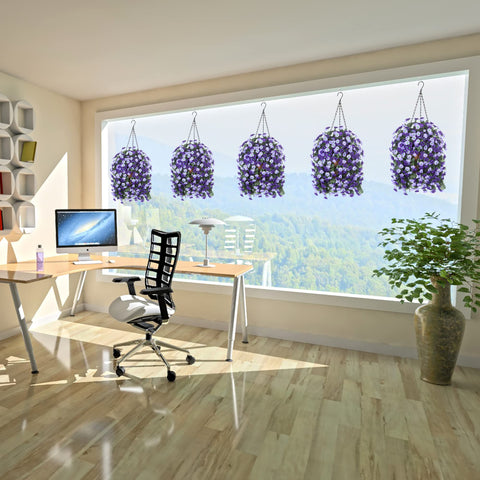 Ammyoo three-branch silk flower arrangement in a basket enhances porch ambiance.