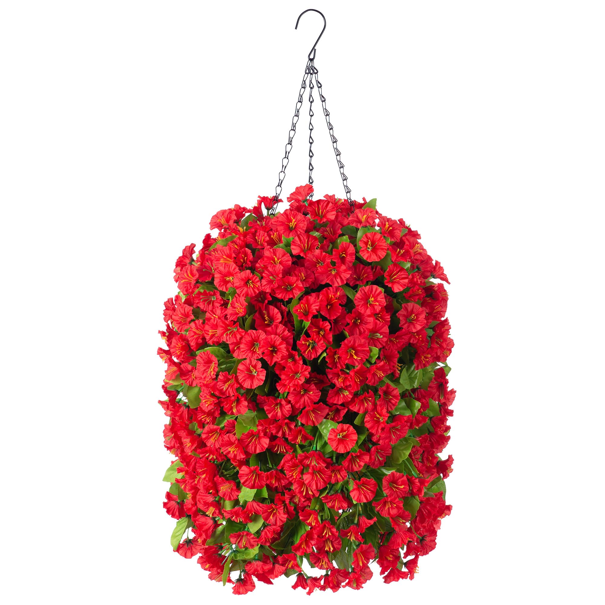 Ammyoo hanging flowers basket with morning glory blooms adds vibrant year-round color to outdoor spaces.