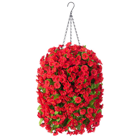 Ammyoo hanging flowers basket with morning glory blooms adds vibrant year-round color to outdoor spaces.