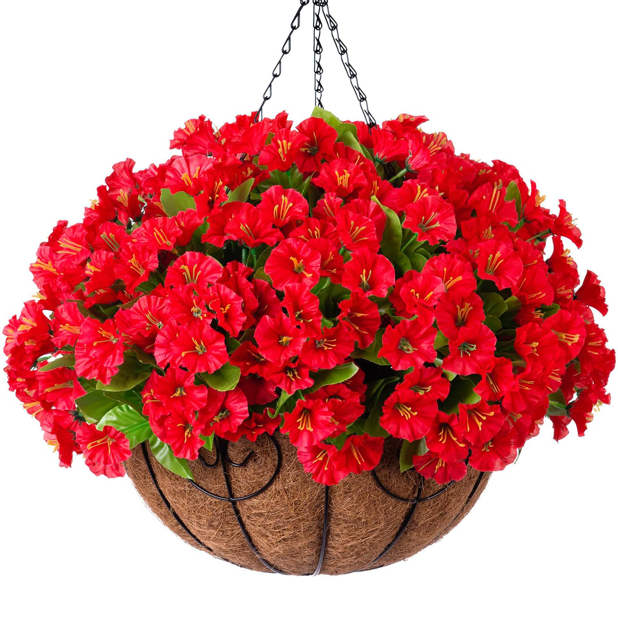 Ammyoo hanging flowers basket red: vibrant outdoor display with year-round color