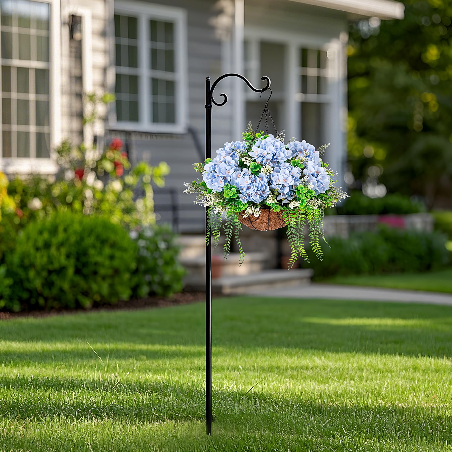 Ammyoo hydrangea blue basket showing assembly steps for quick setup.