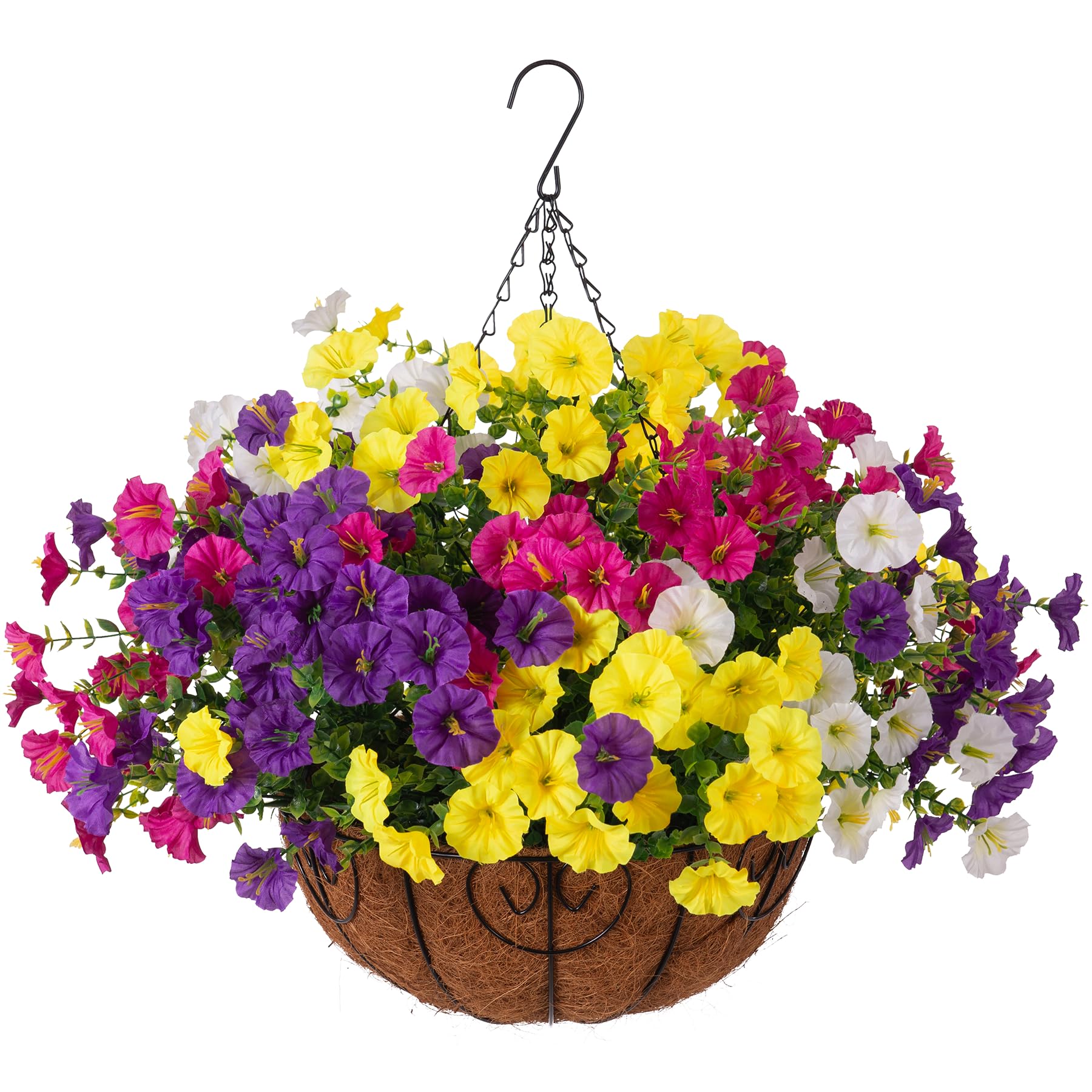 Ammyoo low-maintenance hanging flowers save time on upkeep.