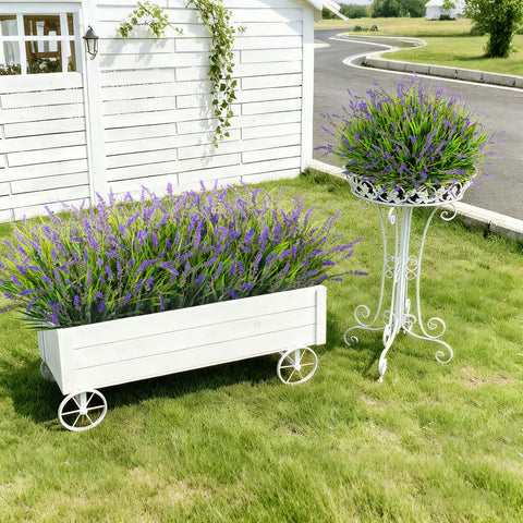 Ammyoo monkey grass fake greenery enhancing a cozy porch setup.