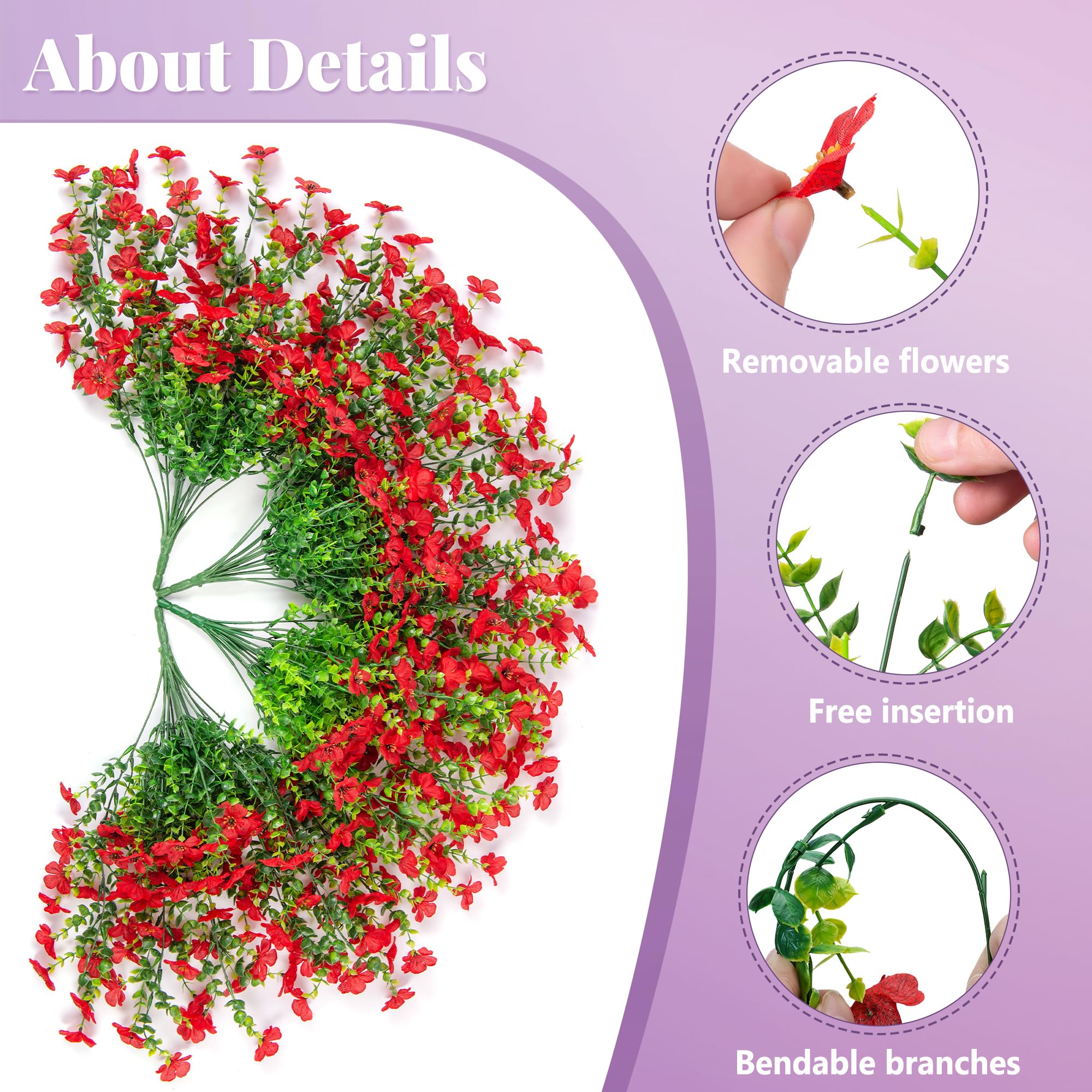 Ammyoo outdoor red daisy hanging display enhances curb appeal.