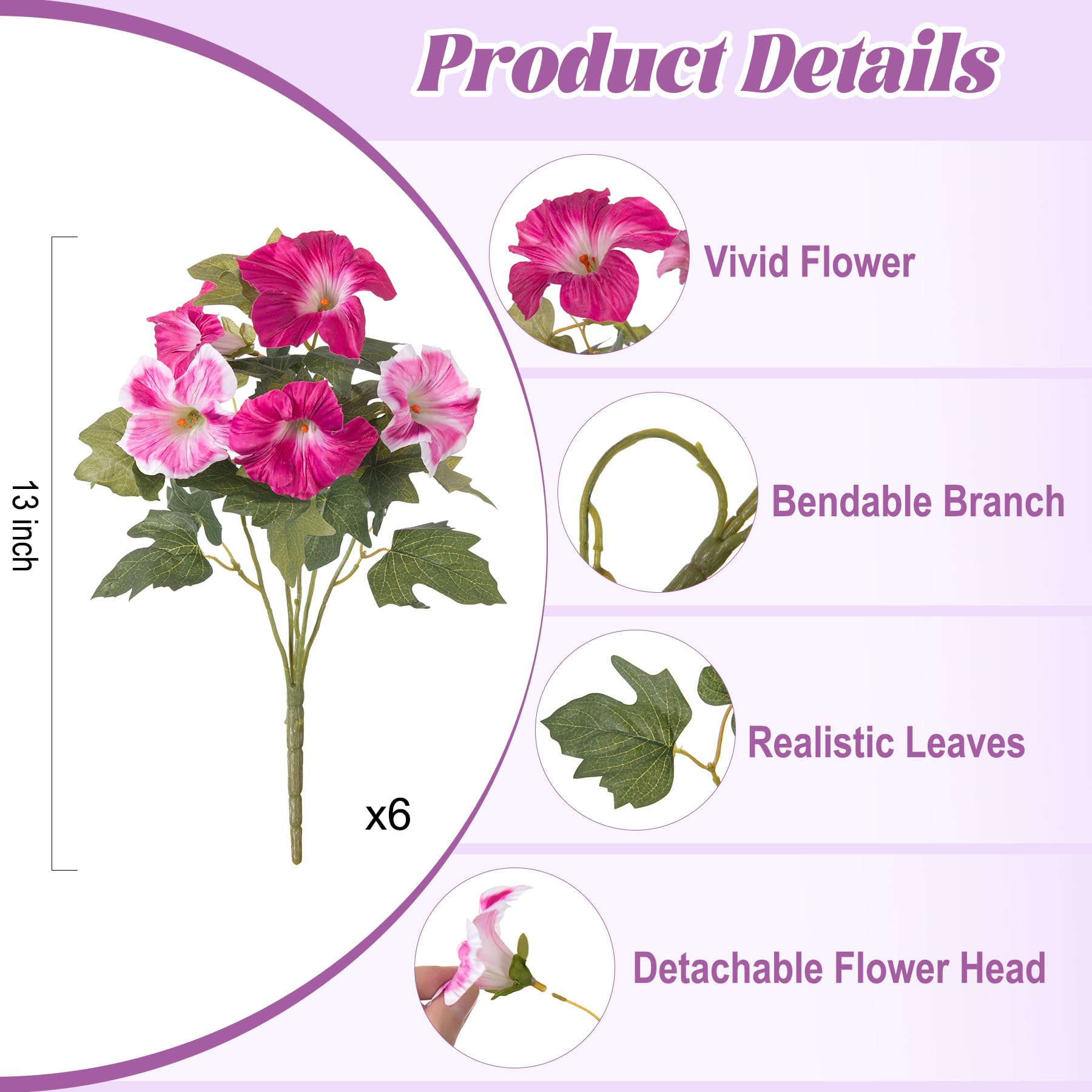 Ammyoo outdoor fake petunias with UV resistance preserve bright color.