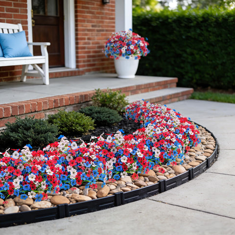 Ammyoo outdoor UV-resistant silk flowers preserve vivid colors on porch areas.