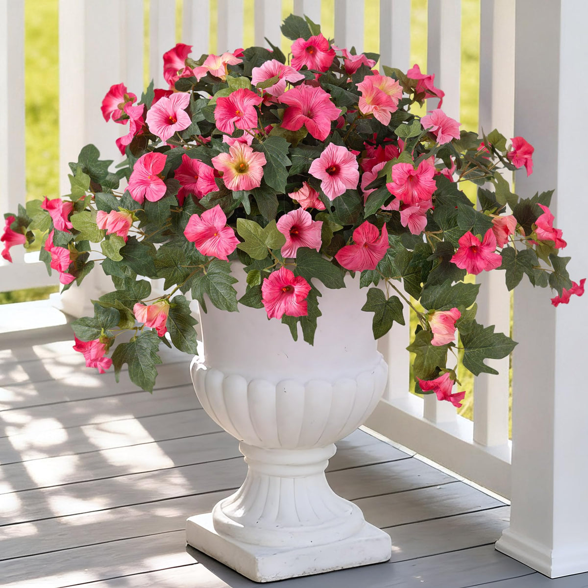 Ammyoo Petunia two-bundle outdoor display with vibrant color for porches.