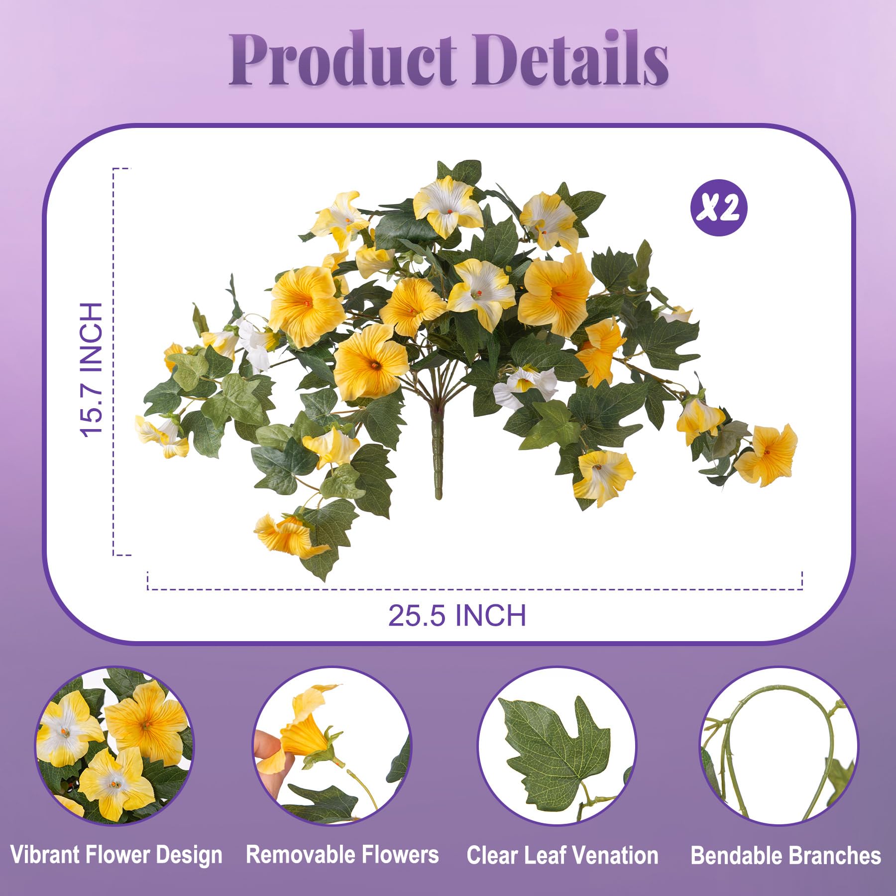 Ammyoo artificial petunia outdoor yellow and white bloom close-up.