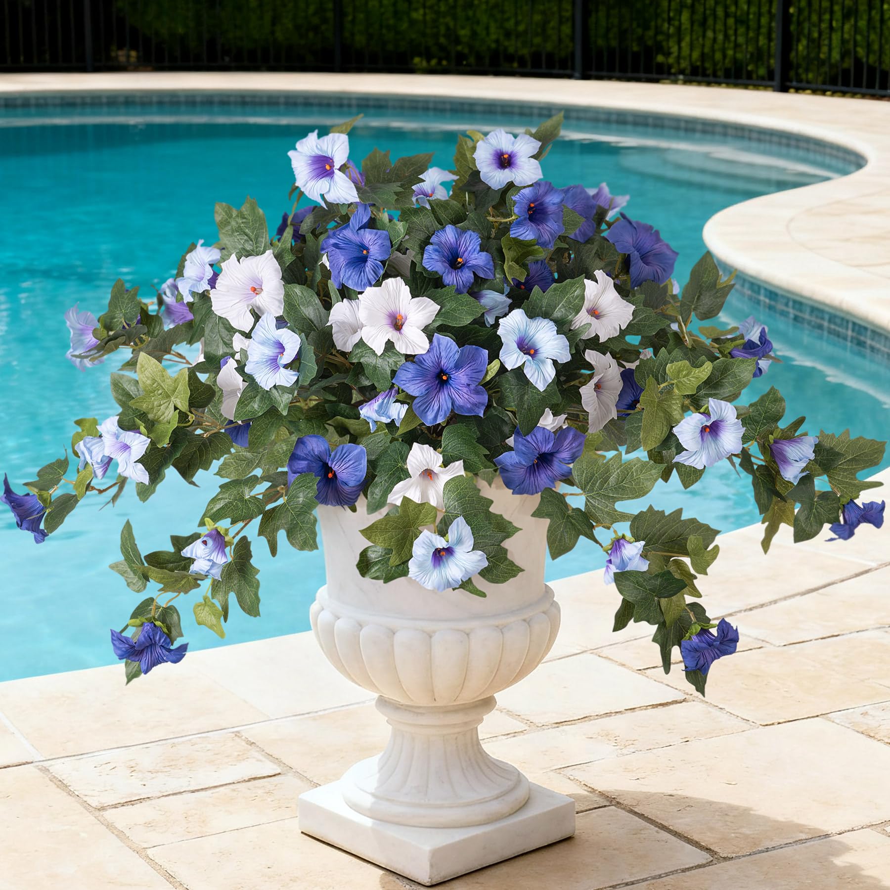 Ammyoo Petunia blue-white outdoor bouquet for patio decoration