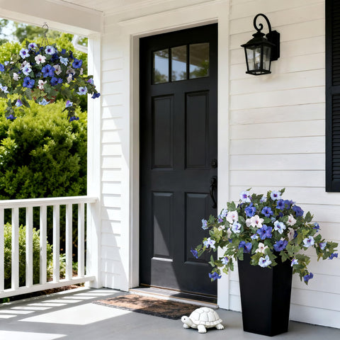 Ammyoo Petunia blue-white stem detail for porch styling