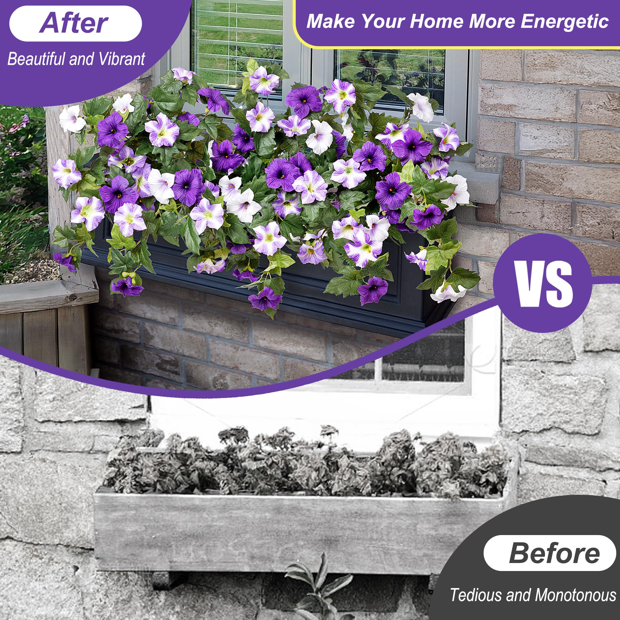 Ammyoo UV resistant fake petunias won’t fade in sunlit garden