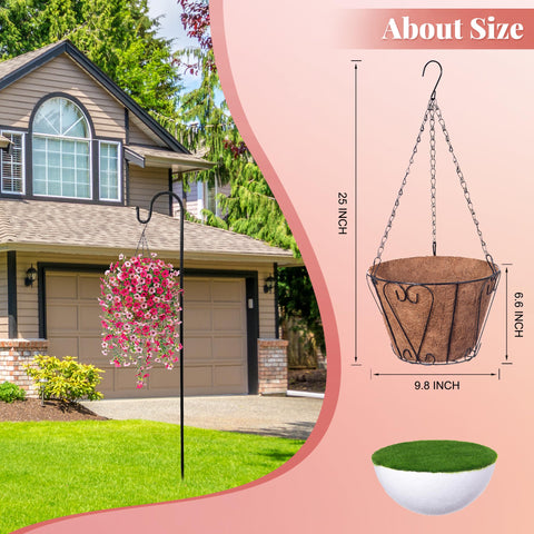 Ammyoo rose-pink hanging daisy basket enhances curb appeal.