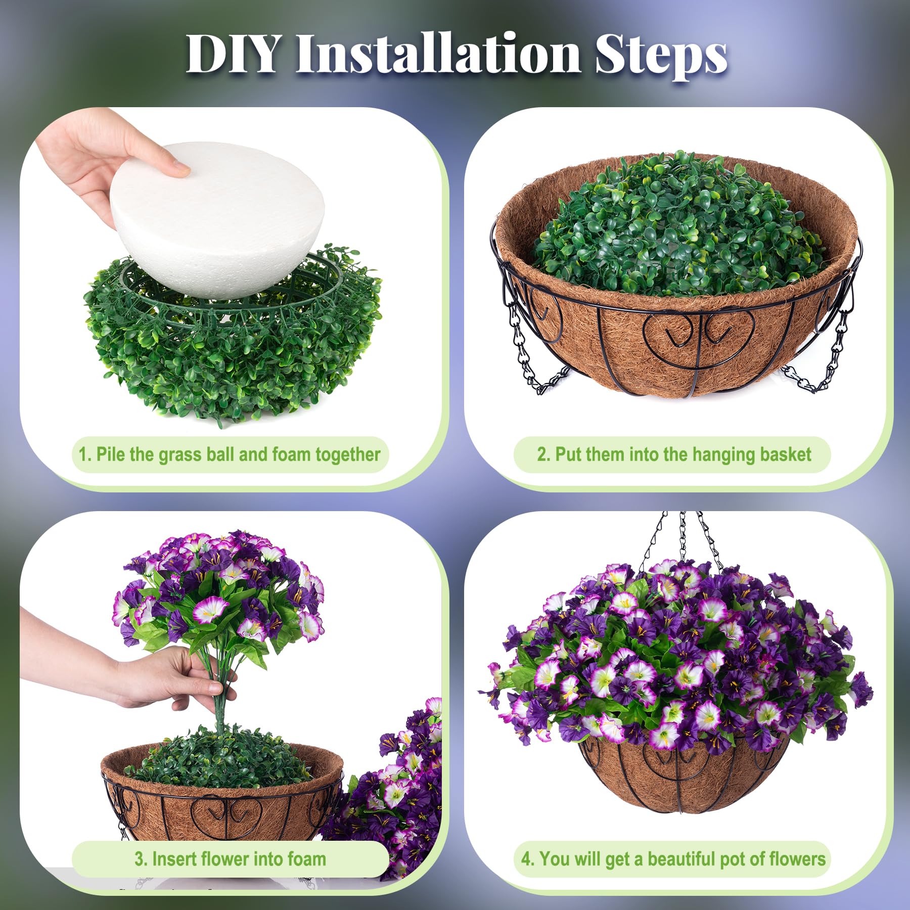 Ammyoo self-assembly hanging basket ideal for quick seasonal décor updates.