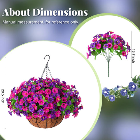 Ammyoo semicircle basket showcasing lightweight, maintenance-free blooms for outdoor spaces.