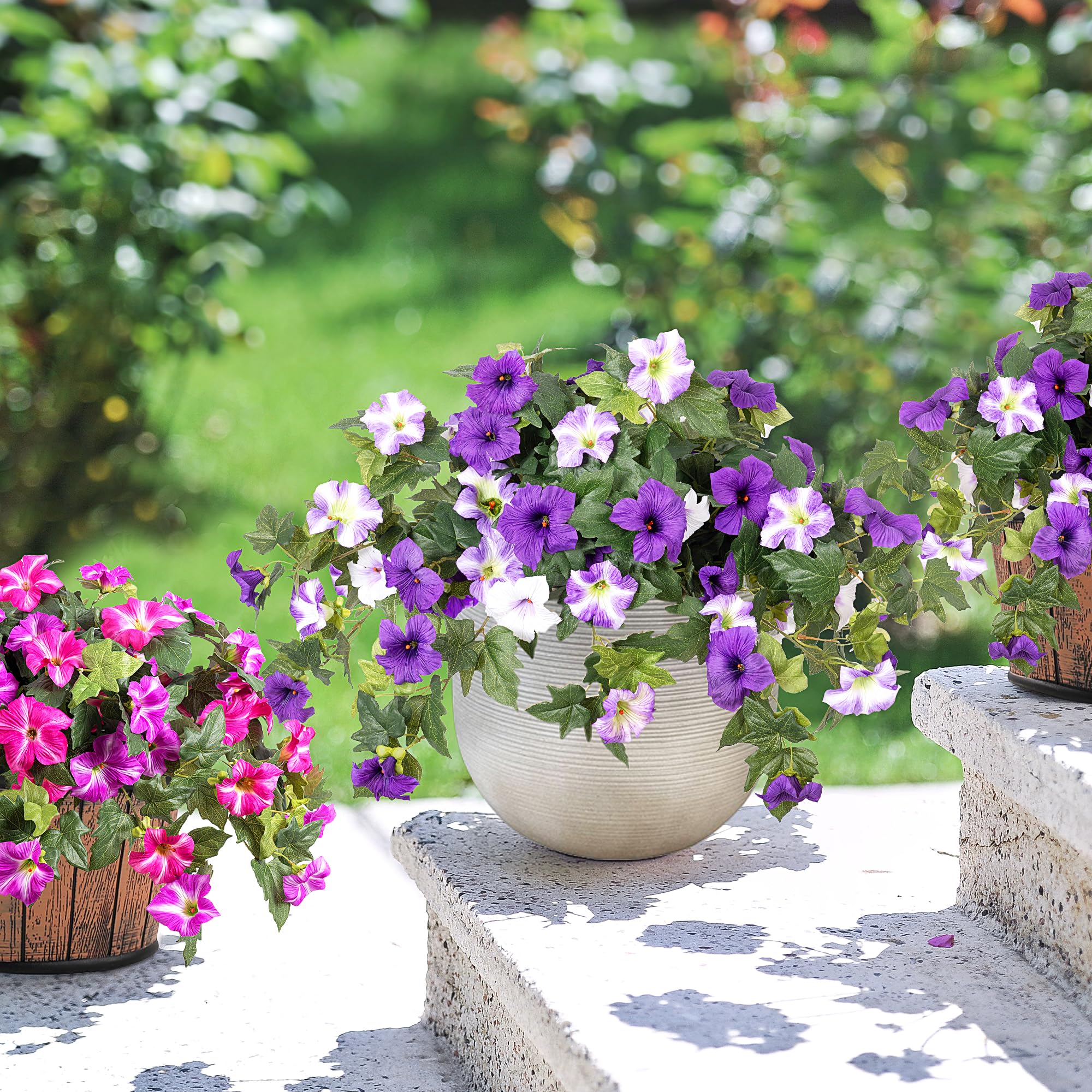 Ammyoo silk petunias with rich blooms ideal for indoor living rooms