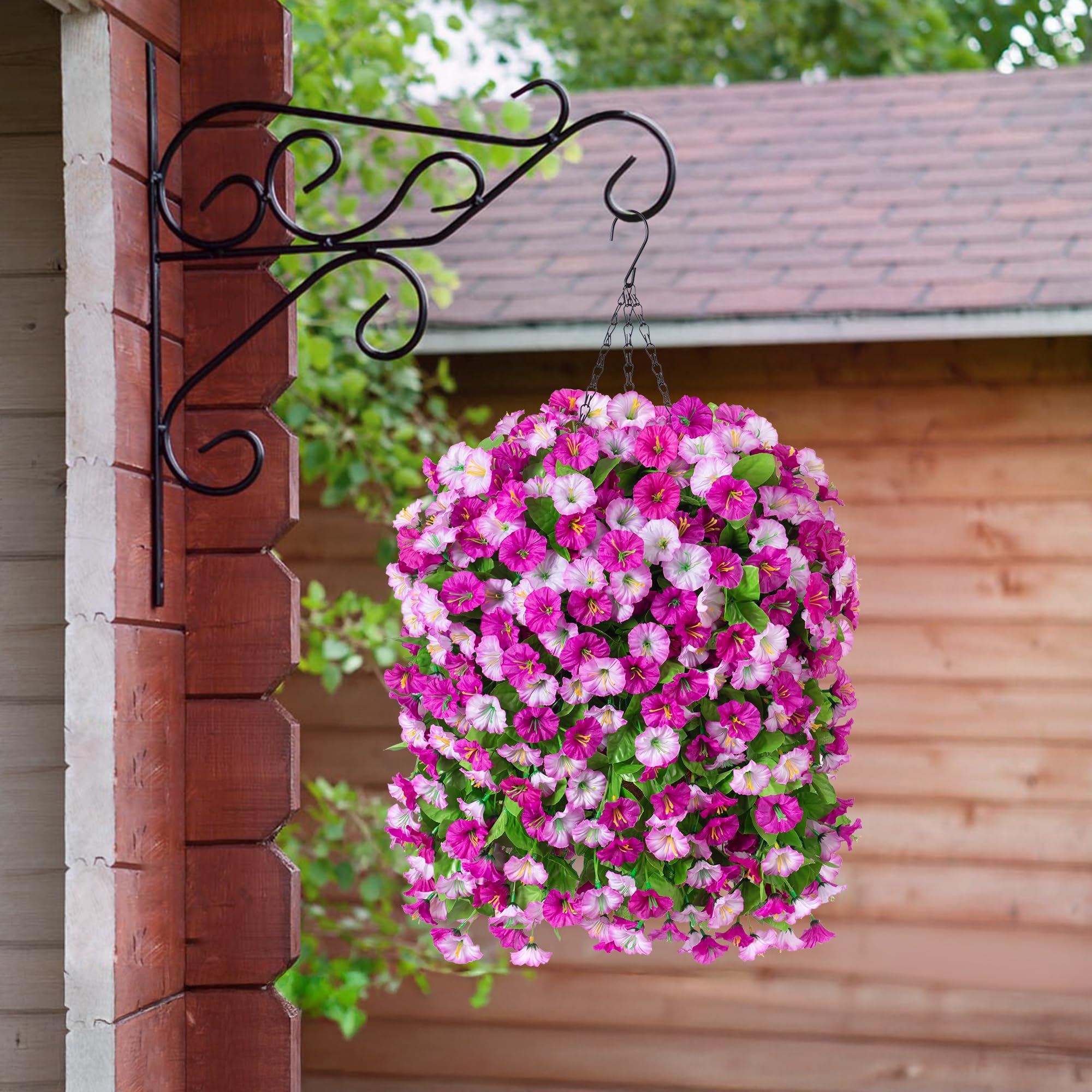 Ammyoo silk morning glory branch detail highlights vibrant color for balcony displays.