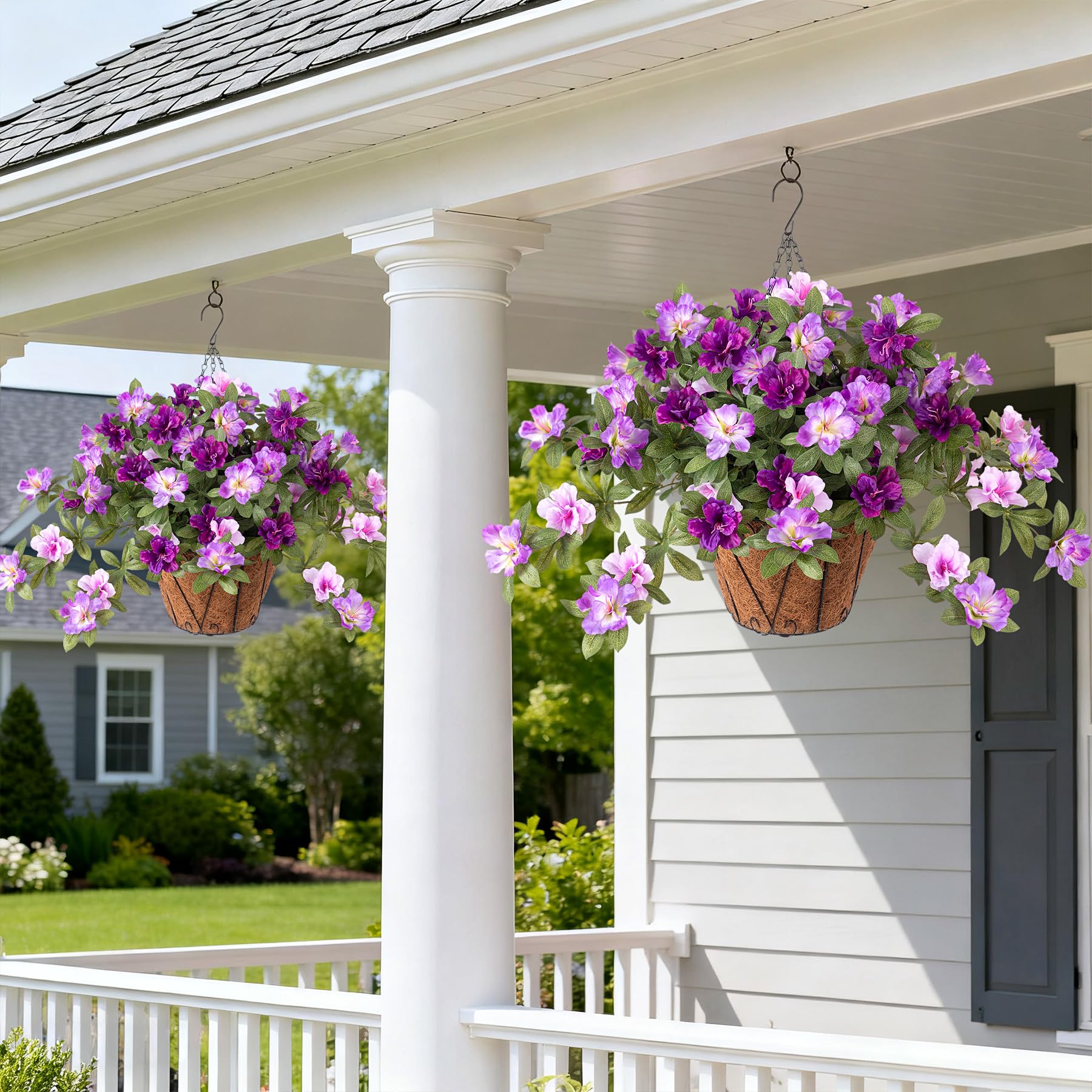 Ammyoo UV-resistant silk azaleas for outdoor use stay bright.