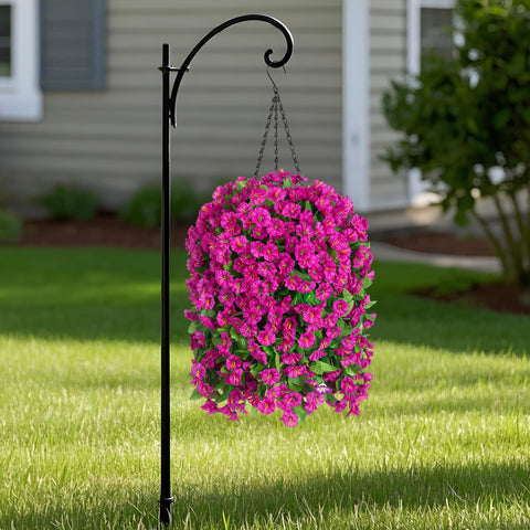 Ammyoo weatherproof hanging basket withstands sun and rain for lasting beauty.